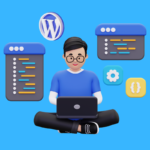 A person with a laptop, 3D image to represent WordPress Development.